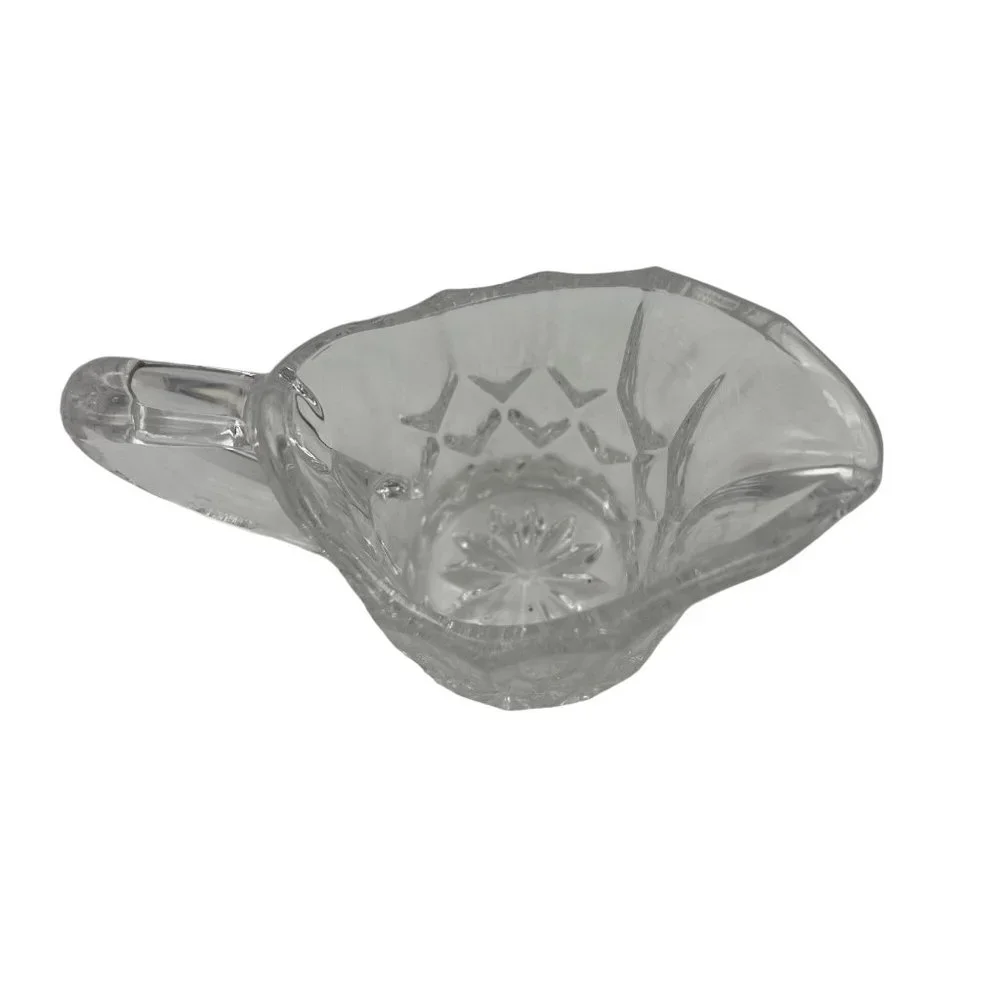 Pressed Clear Glass Creamer and Open Sugar Bowl Rounded Diamond Pattern - Picture 3 of 6